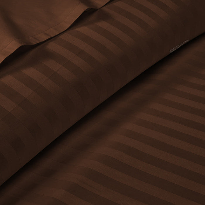Classy Chocolate Striped 300 TC Duvet Cover Set