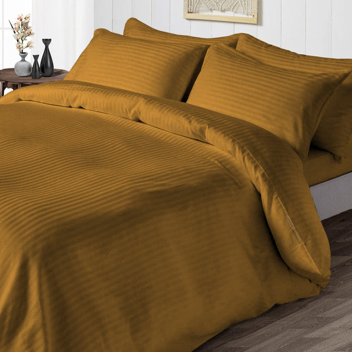 Dark Golden Striped Duvet Cover - Comfort Beddings