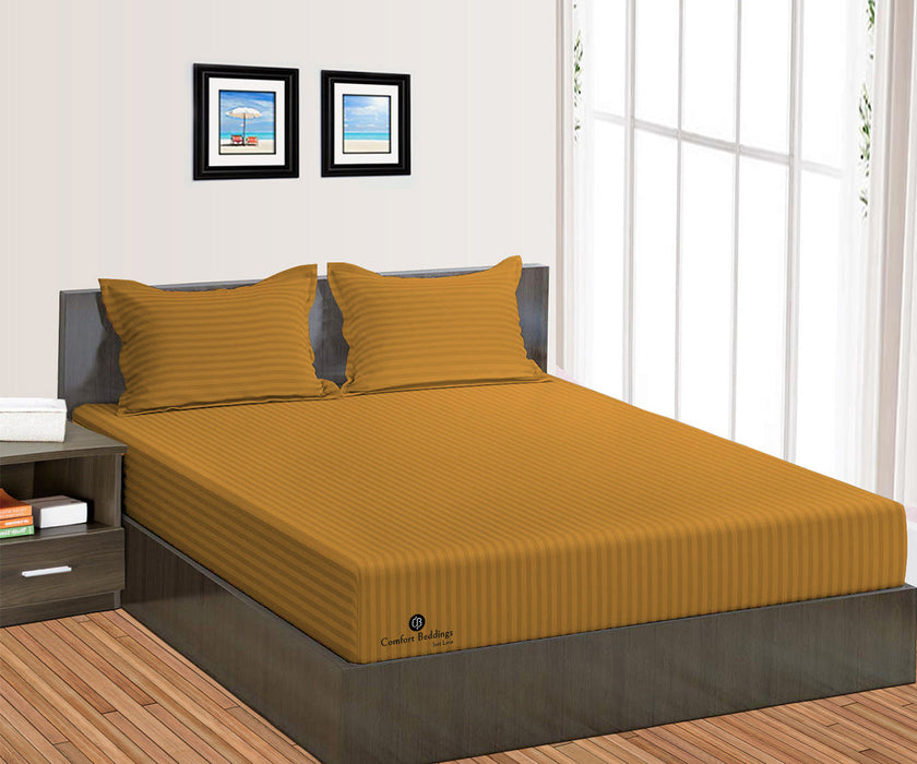 Dark Golden Stripe Fitted Bed Sheet