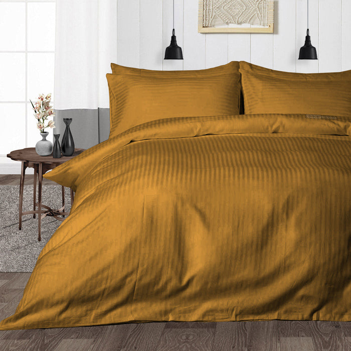 Dark Golden Striped Duvet Cover - Comfort Beddings