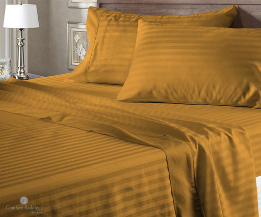 dark golden stripe flat bed sheets