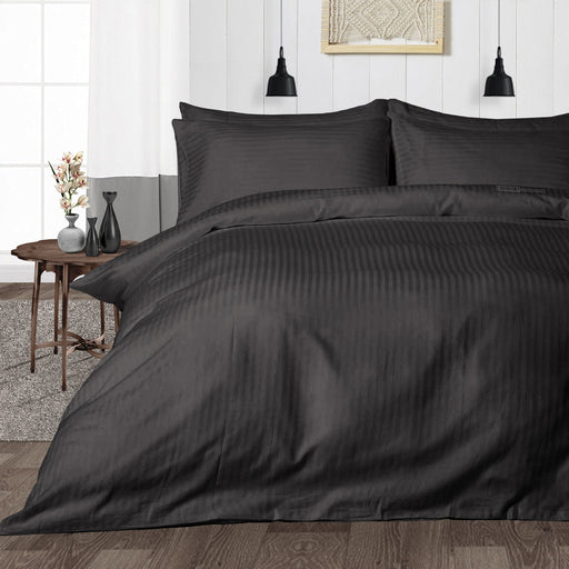 Dark Grey Striped Duvet Cover - Comfort Beddings