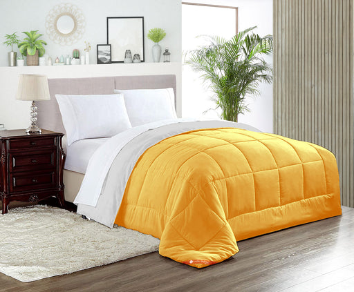 Golden and light grey reversible comforter