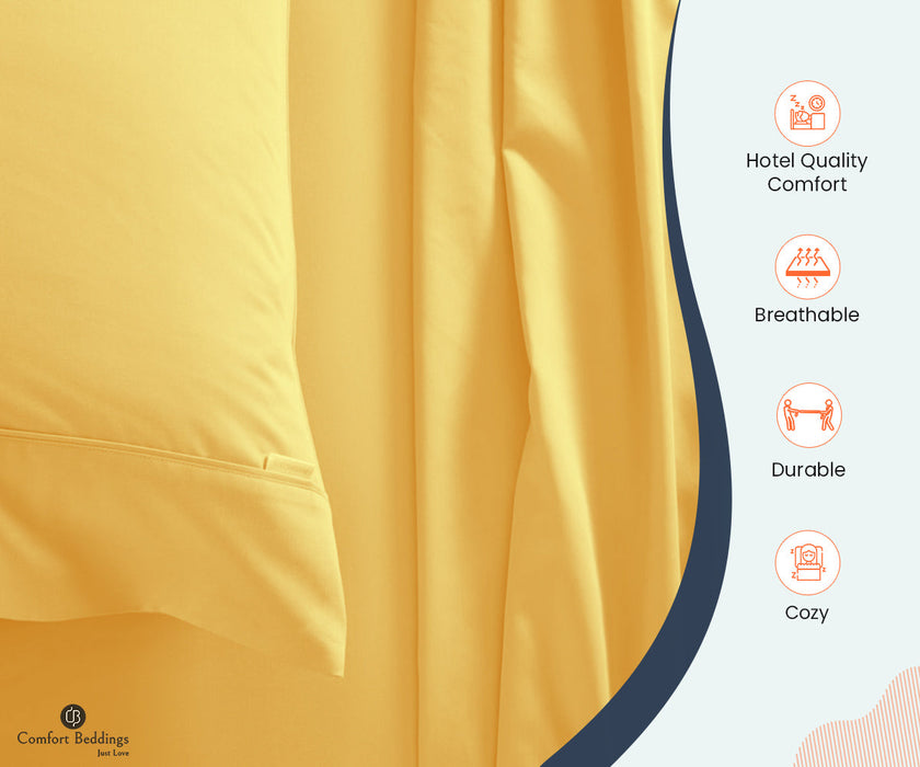 Golden Fitted Bed Sheet - Comfort Beddings