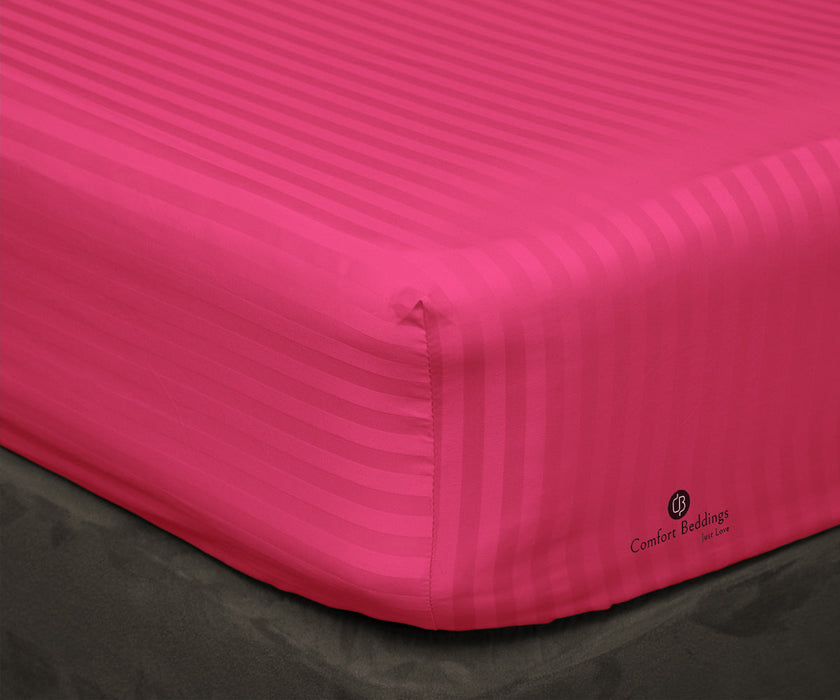 Hot Pink Stripe Fitted Bed Sheet - Comfort Beddings