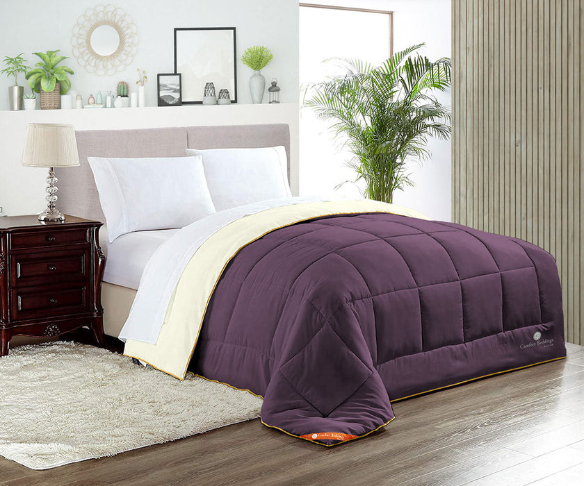 Ivory and plum reversible comforter - Comfort Beddings