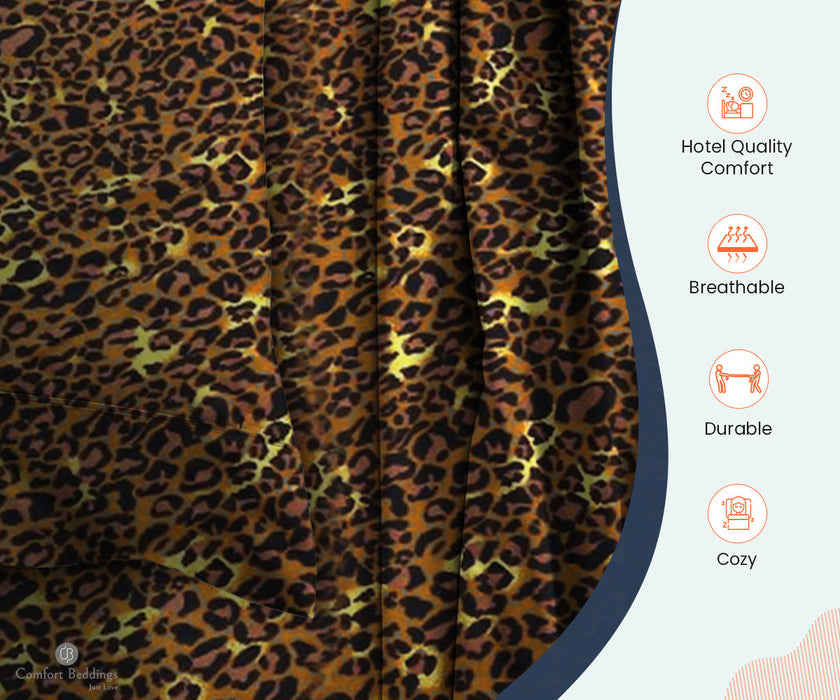 Leopard Print Fitted Bed Sheet - Comfort Beddings