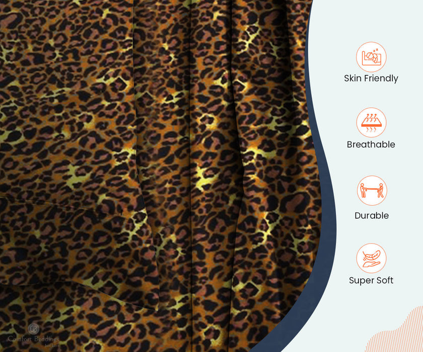 leopard print queen size flat sheet size