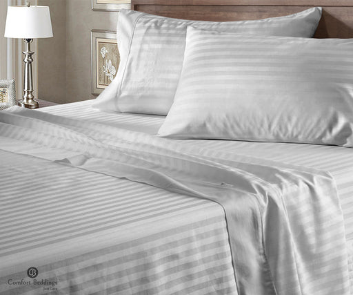 light grey stripe flat bed sheets