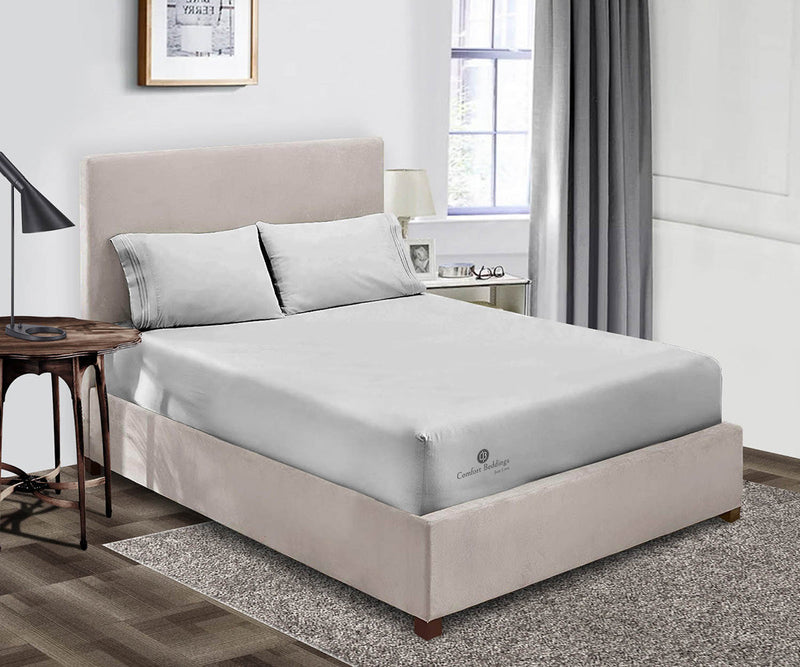 Light grey cotton fitted bed sheet from Comfort Beddings