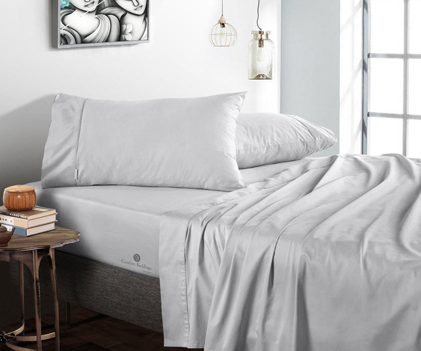 light grey flat bed sheets