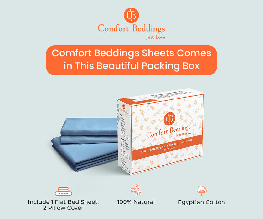 Mediterranean Blue Pack Of 2 Flat Bedsheet - Comfort Beddings