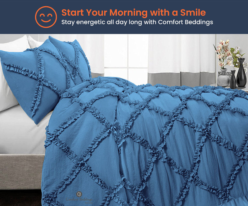 Mediterranean Blue Diamond Ruffled comforter