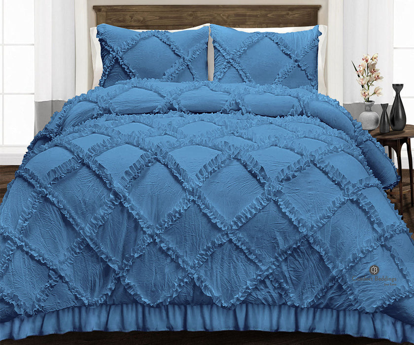Mediterranean Blue Diamond Ruffled comforter