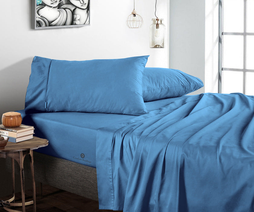 Mediterranean Blue Pack Of 4 Flat Bedsheet - Comfort Beddings