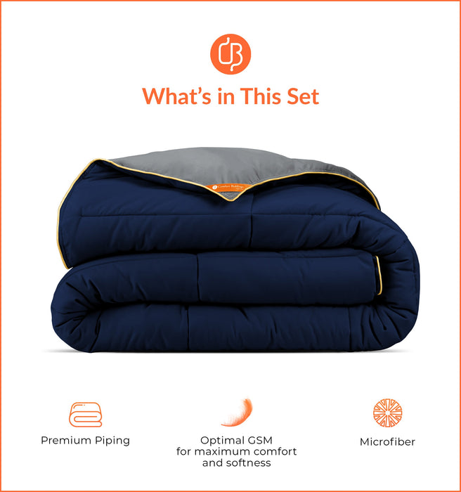 Navy blue reversible comforter