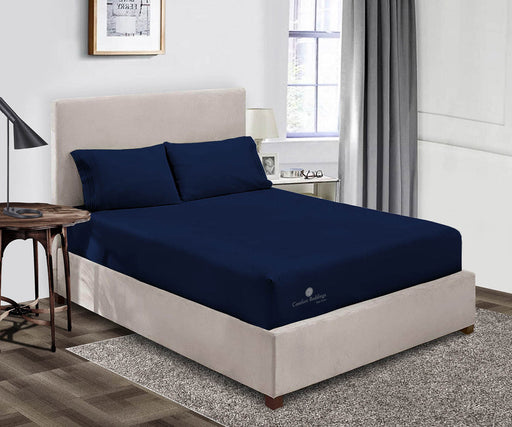 Navy Blue Fitted Bed Sheet - Comfort Beddings