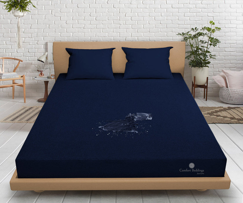 Navy Blue Waterproof Mattress Protector - Comfort Beddings