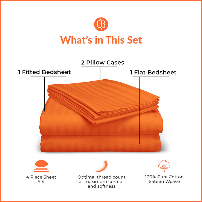 Orange Striped Bedsheet Set