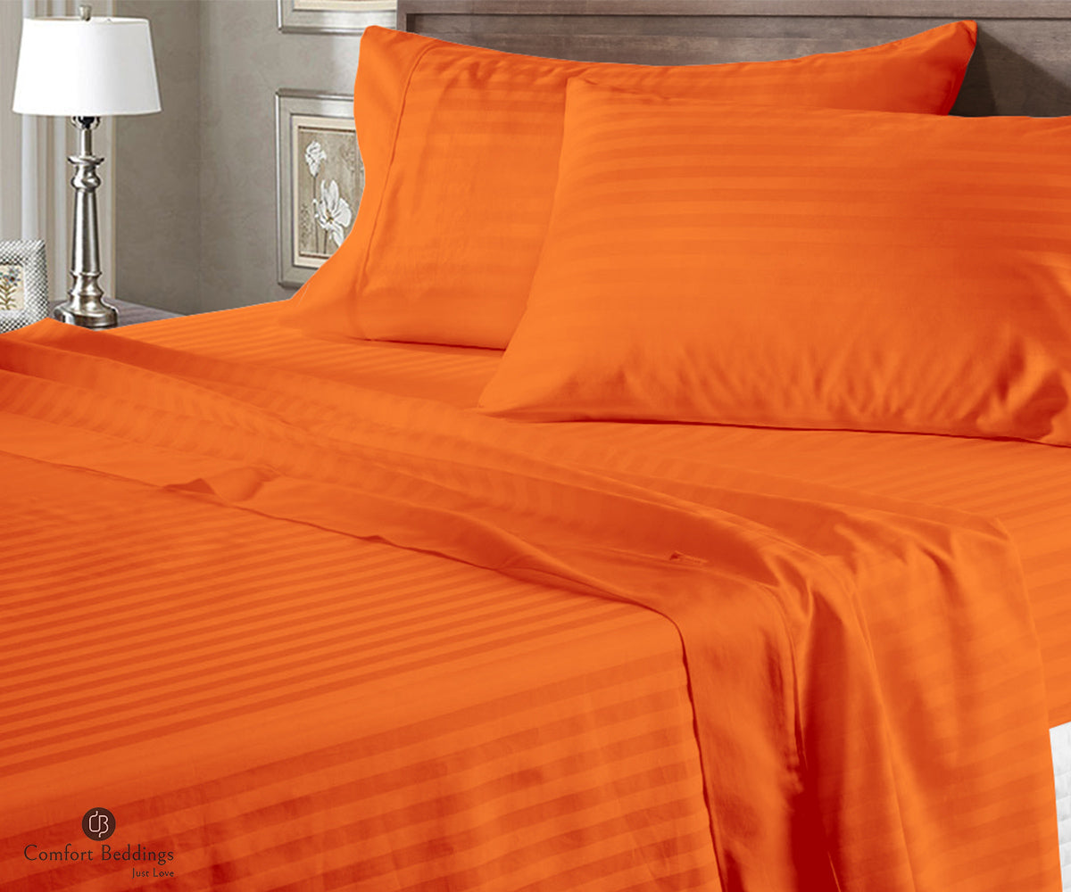 Orange Stripe Bed Sheets | Comfort Beddings