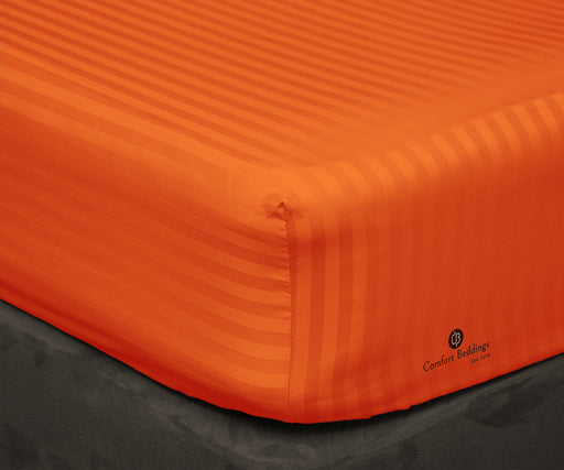 Orange Stripe Fitted Bed Sheet - Comfort Beddings