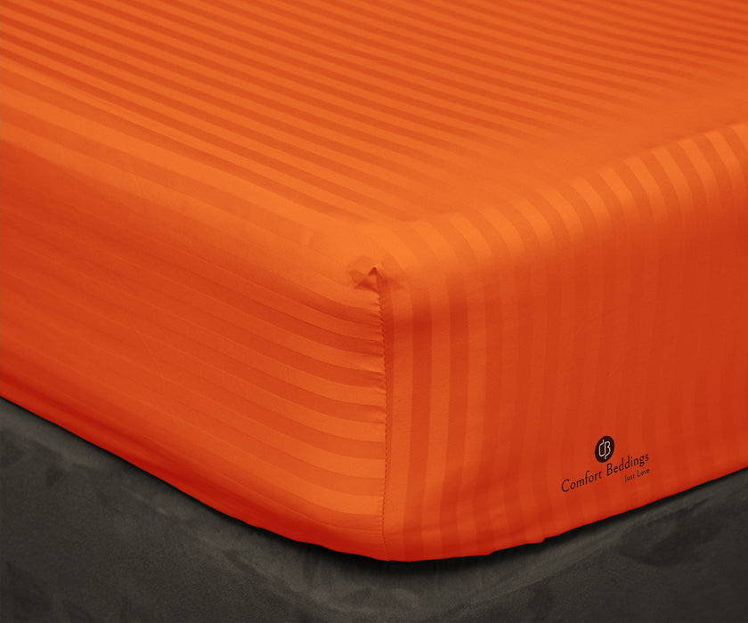 Orange Stripe Fitted Bed Sheet