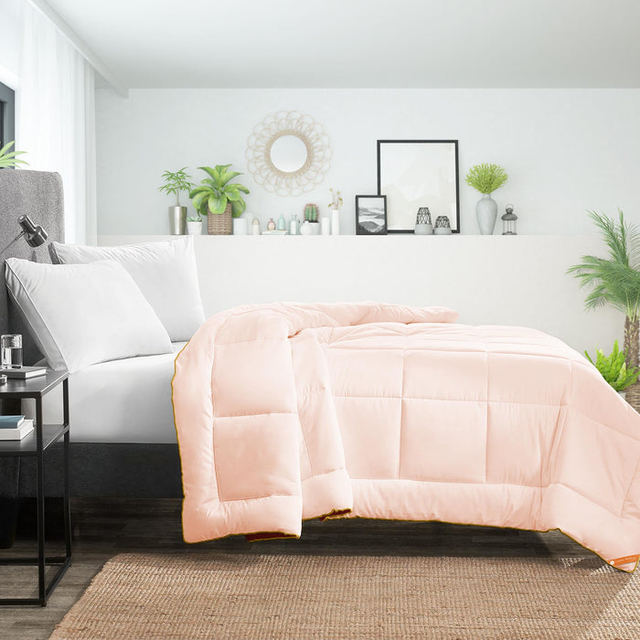 peach and burgundy reversible comforter