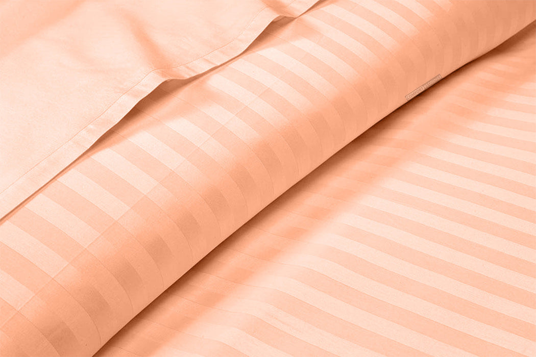 Trendy Peach 300 Thread Count Striped Sheet Set