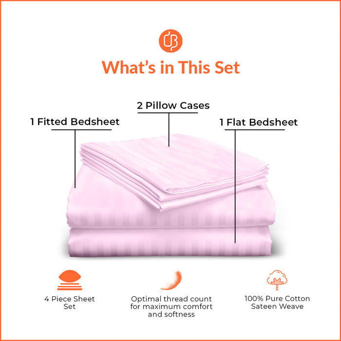 Pink Striped Bedsheet Set