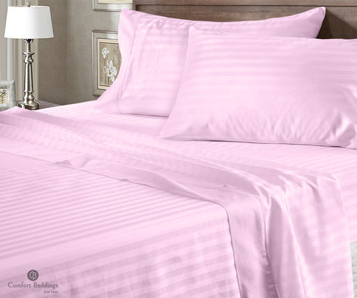pink stripe flat bed sheets