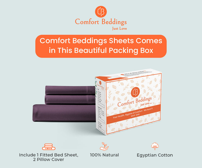 Super Soft Plum Fitted Bed Sheet - Comfort Beddings