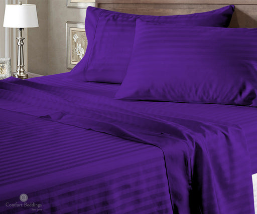 purple stripe flat bed sheets