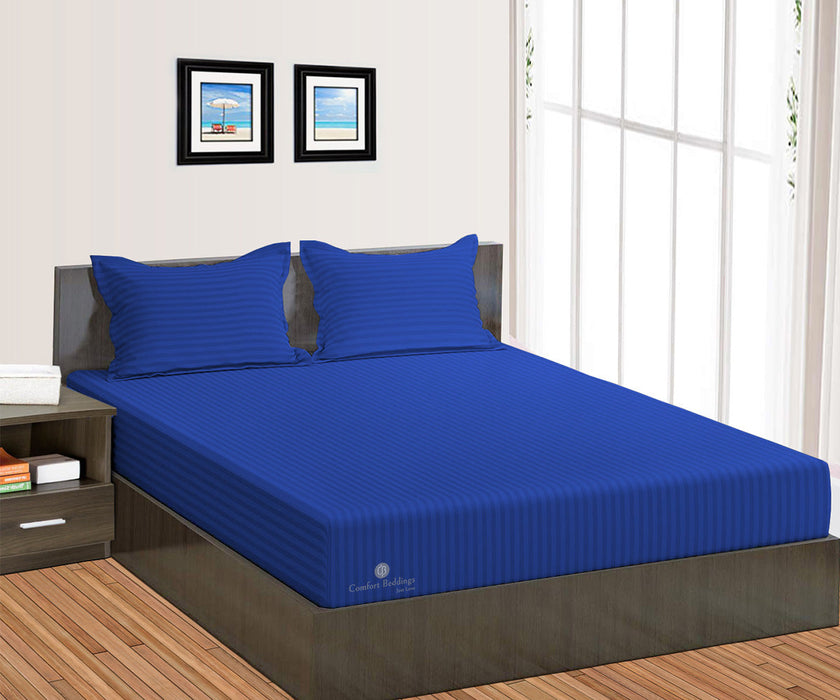 Royal Blue Stripe Fitted Bed Sheet - Comfort Beddings