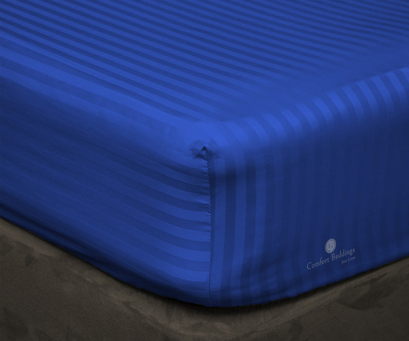 Royal Blue Stripe Fitted Bed Sheet
