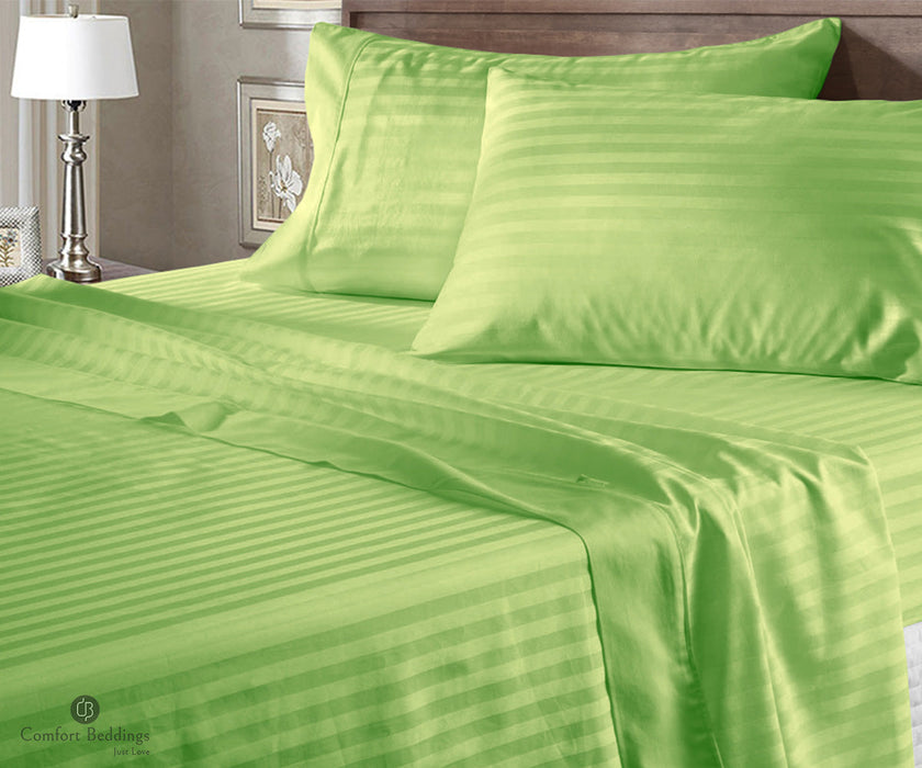 sage stripe flat bed sheets