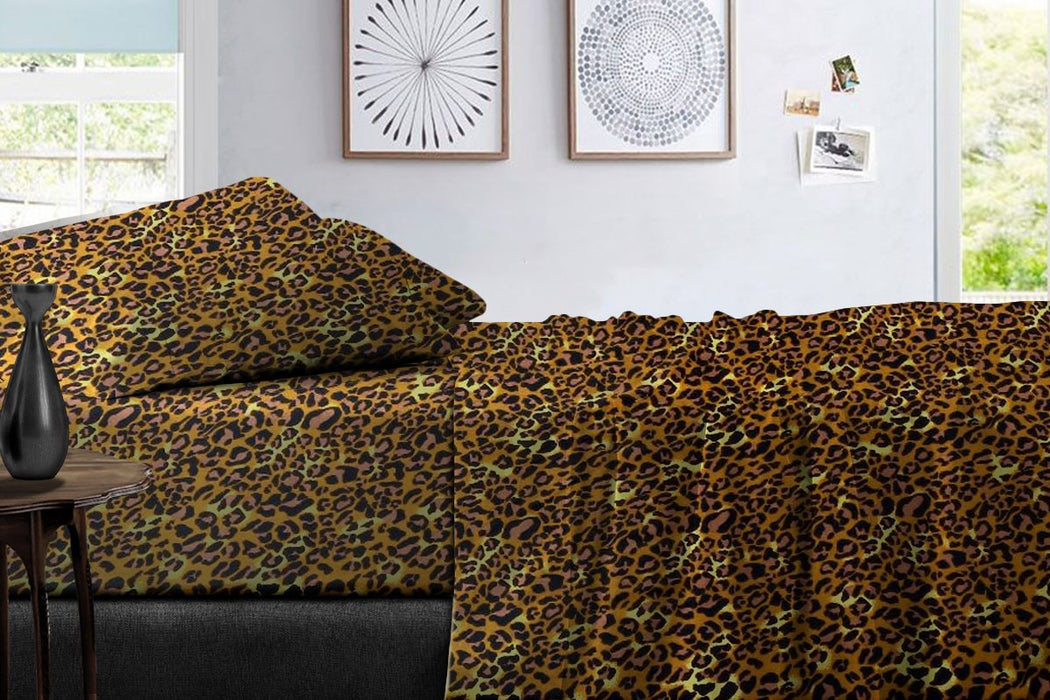 100% Egyptian Cotton Leopard Print Sheet Set