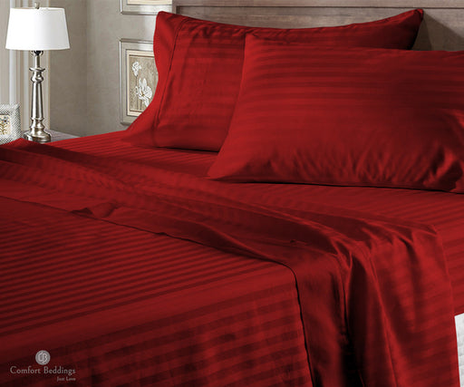 burgundy stripe flat bed sheets