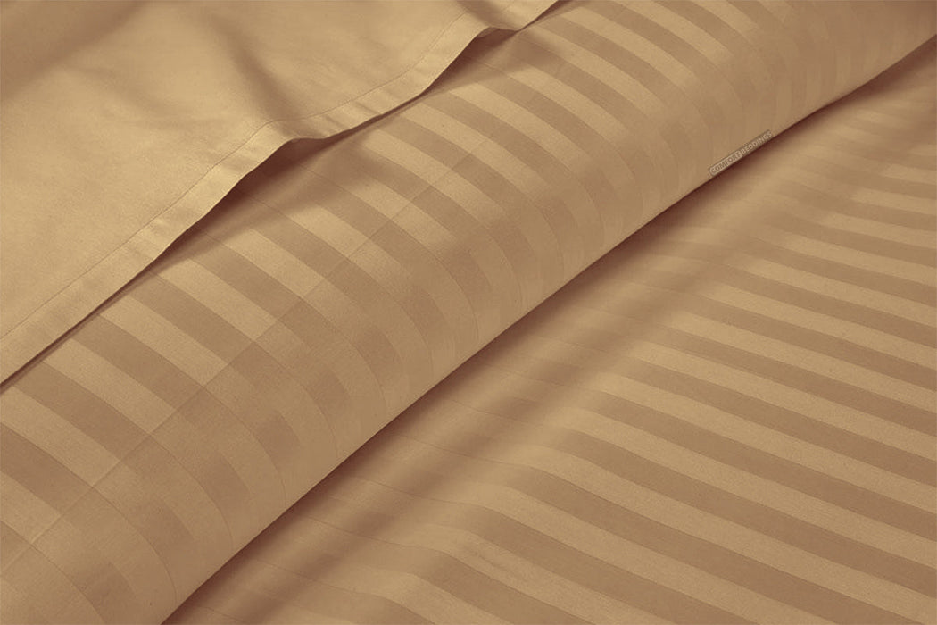 Classy Taupe Striped King Sheet Set