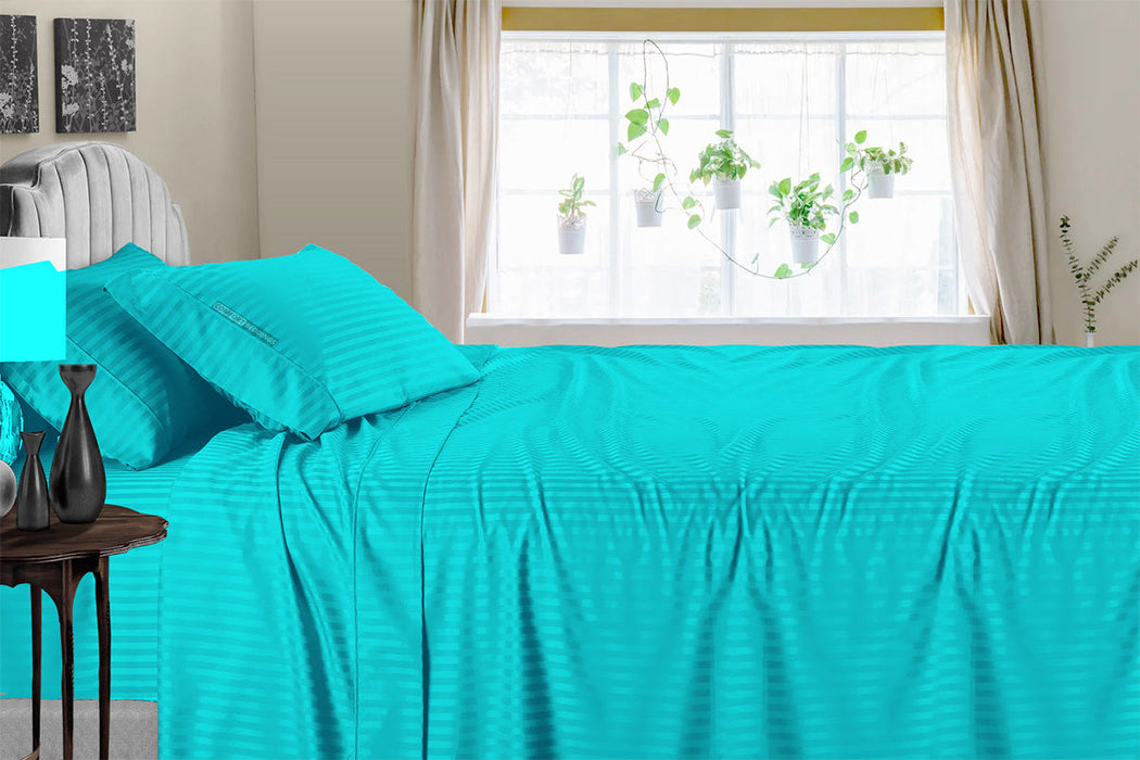 Affordable Turquoise Striped Sheet Set