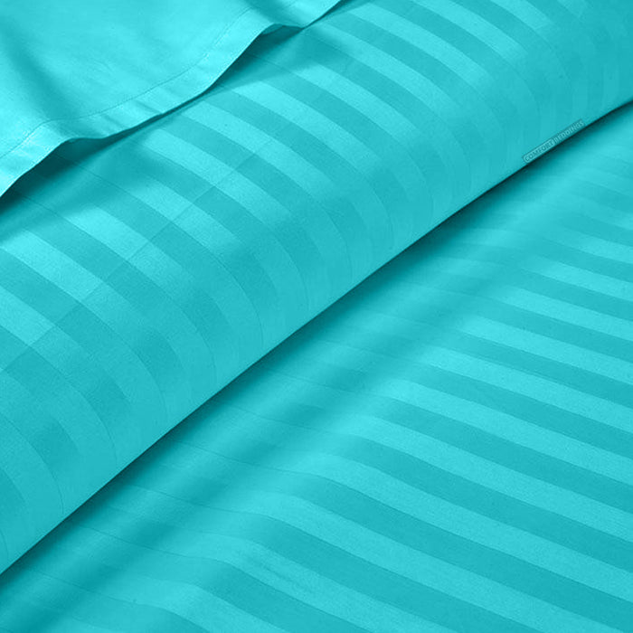 Classy Turquoise Blue Striped Duvet Cover Set