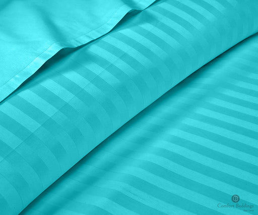 turquoise blue stripe flat sheets