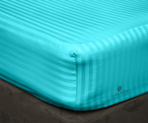 Turquoise blue Stripe Fitted Bed Sheet - Comfort Beddings