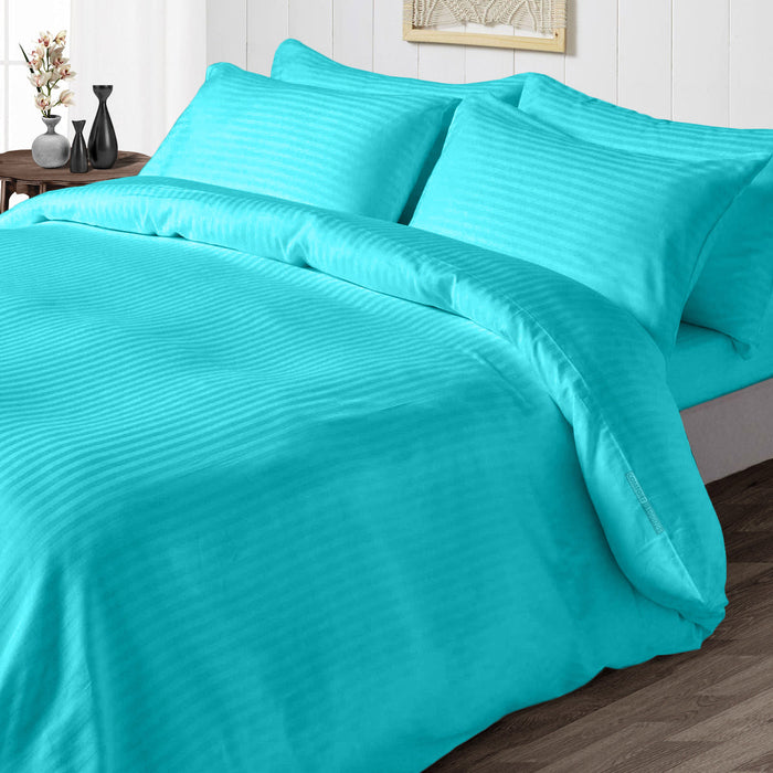 Turquoise Blue Striped Duvet Cover - Comfort Beddings