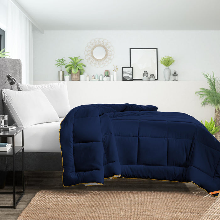 Navy blue reversible comforter