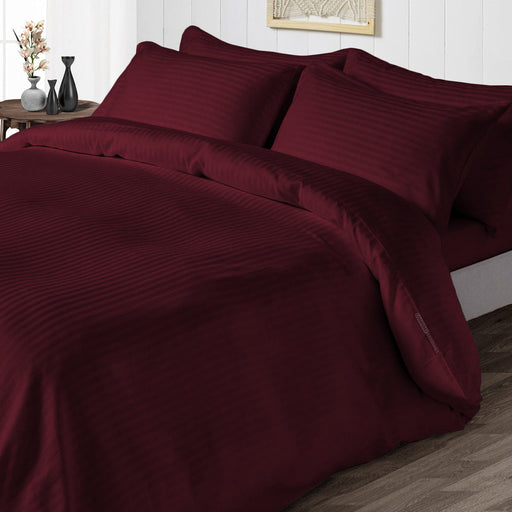 Wine Striped Duvet Cover - Comfort Beddings