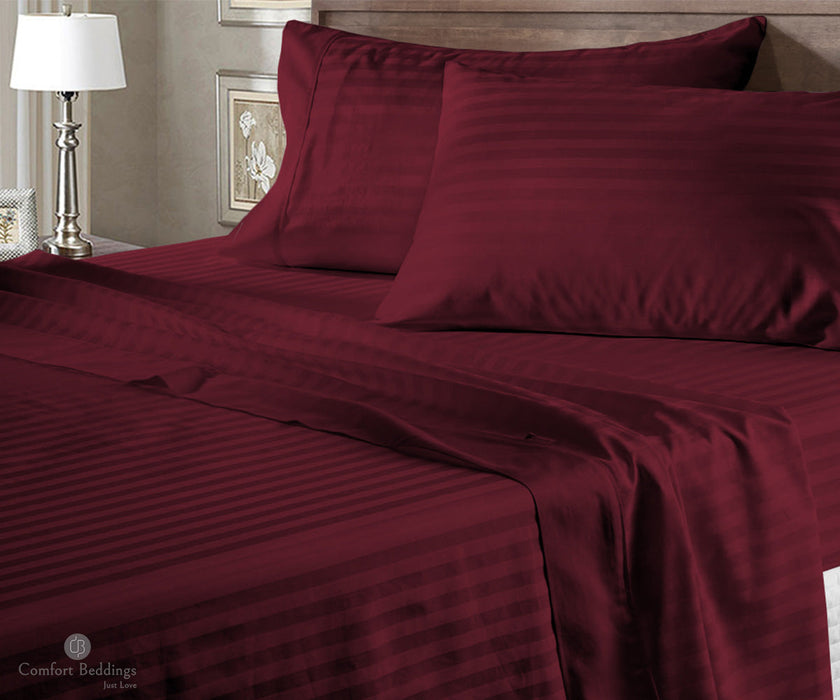 wine stripe flat bed sheets