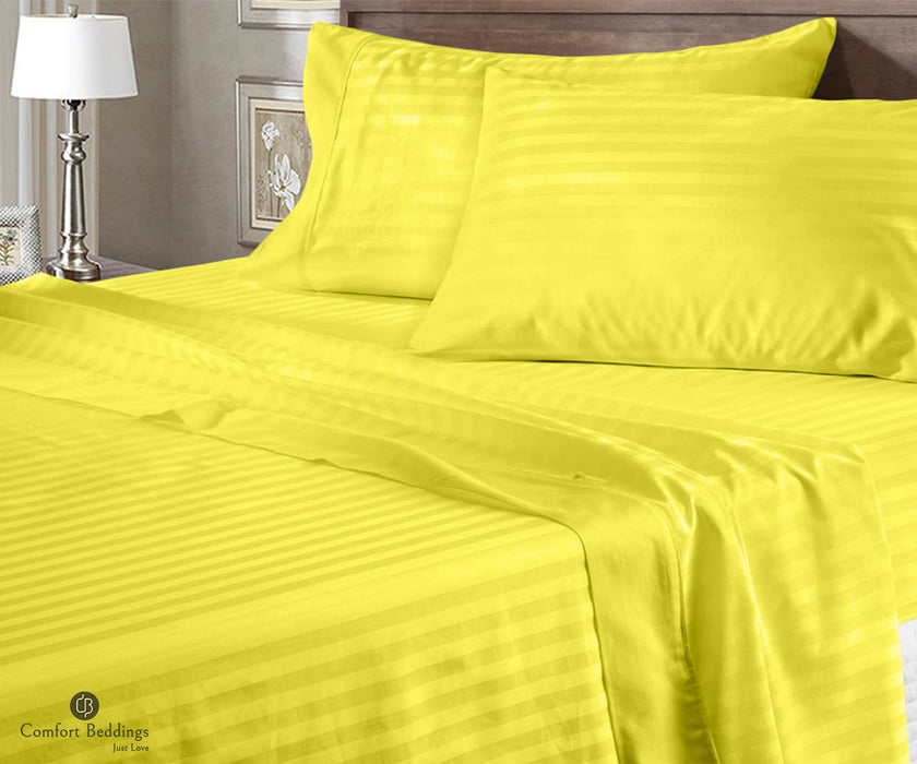yellow stripe flat bed sheets