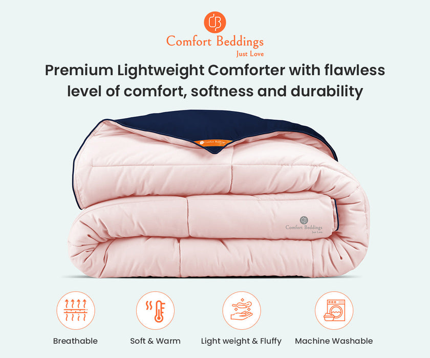 blush and navy blue reversible comforter - Comfort Beddings