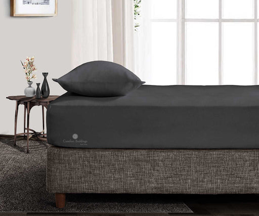 Dark Grey Fitted Bed Sheet - Comfort Beddings