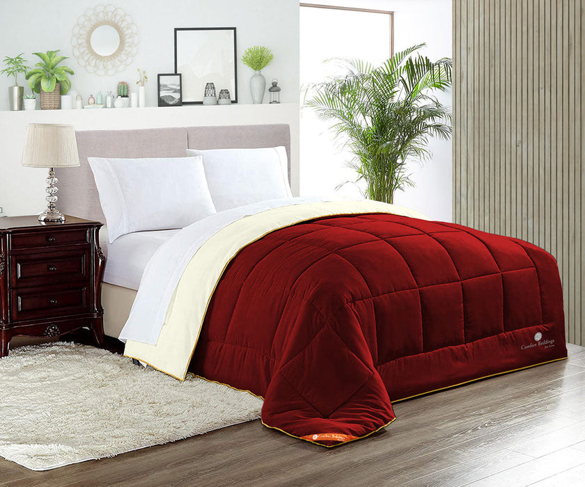 Ivory and burgundy reversible comforter - Comfort Beddings